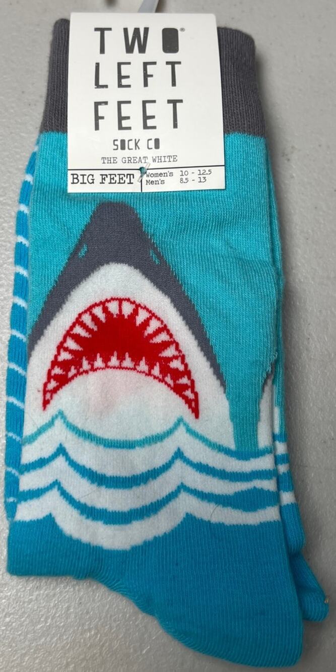 Two Left Feet Great White Shark 8.5-13 Unisex NWT